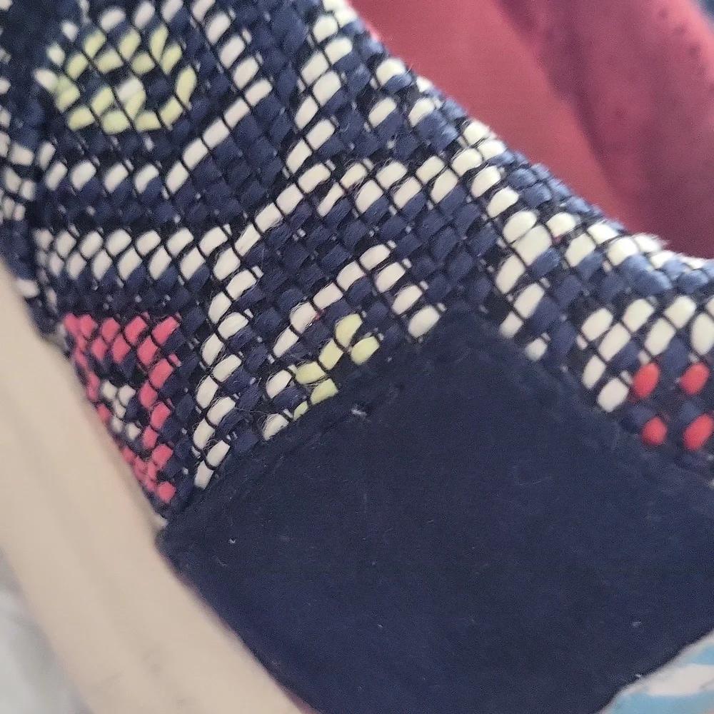 TOMS Del Rey Navy Aztec/ Textured Lace Up Sneakers shoes
